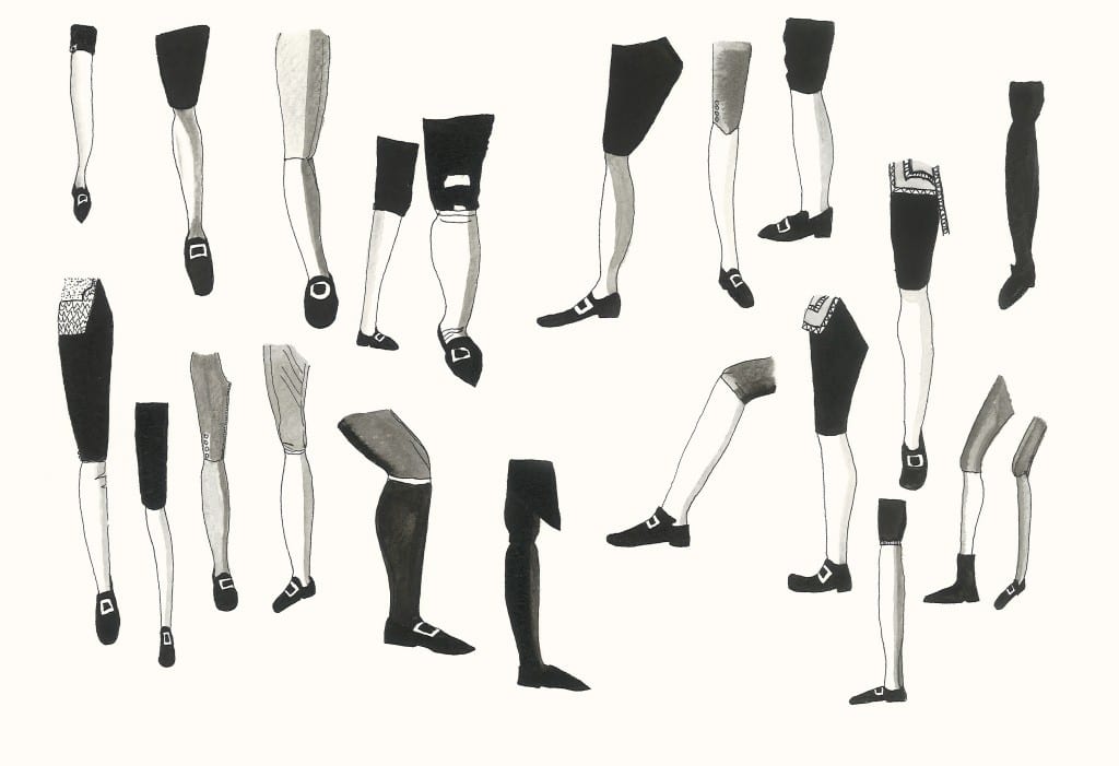 Annabel Tilley. Legs from Old Masters, 2012. Ink on paper, 19.5x28.5cm Start Bidding Price £25, Sale Price £175
